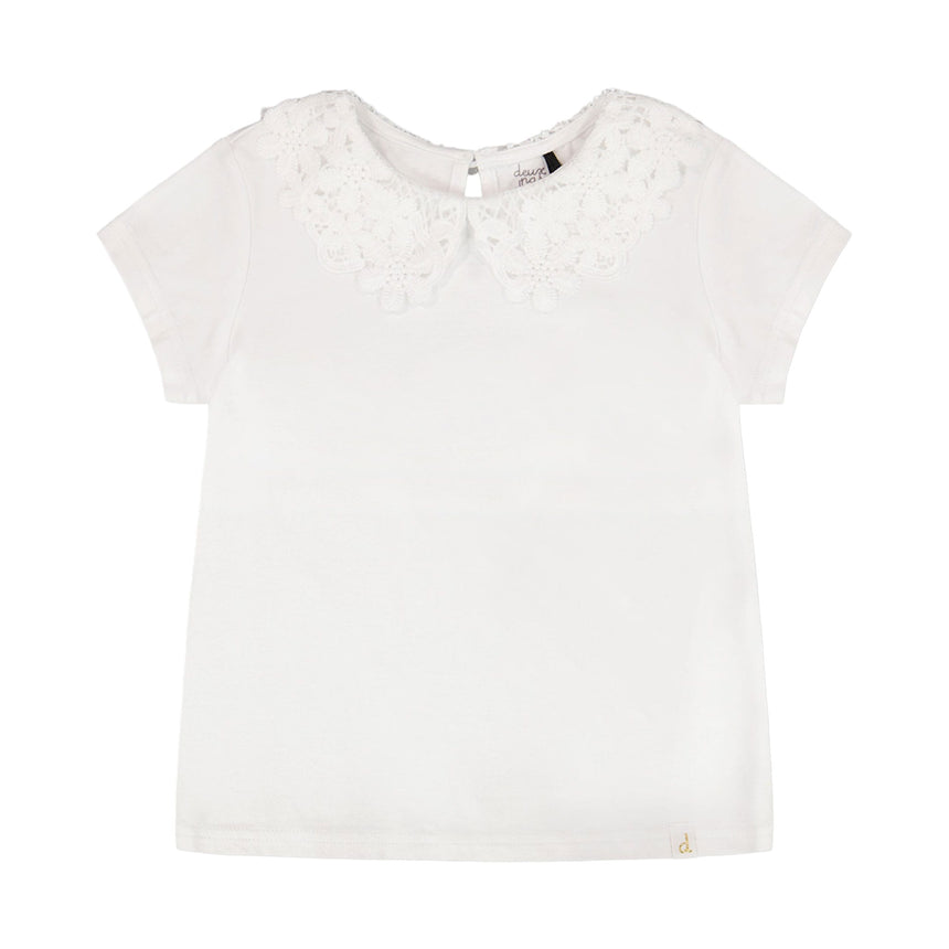T-shirt Blanc Marguerites 7-10ans-Deux par Deux-Blanc-7-2X2-H30I70-100C-CLÉMENT