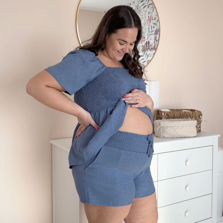 Short Maternité Chambray-Bella Maternite-BEA-1258926C-DEN-CLÉMENT