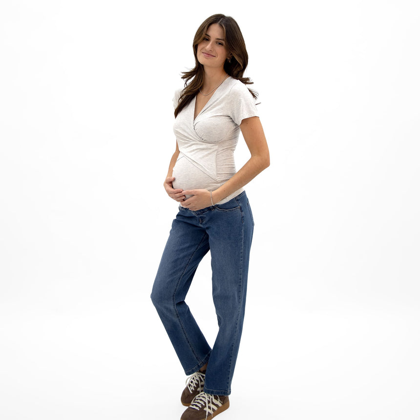 T-shirt Allaitement Gris-Bella Maternite-BEA-1268873C-CLÉMENT