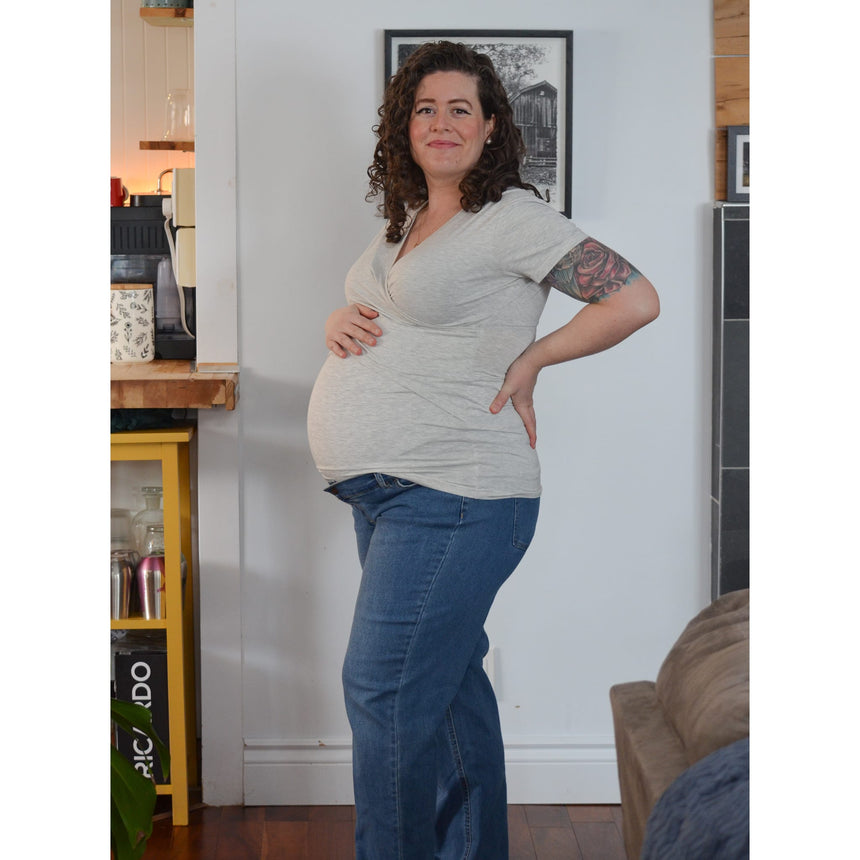 T-shirt Allaitement Gris-Bella Maternite-BEA-1268873C-CLÉMENT