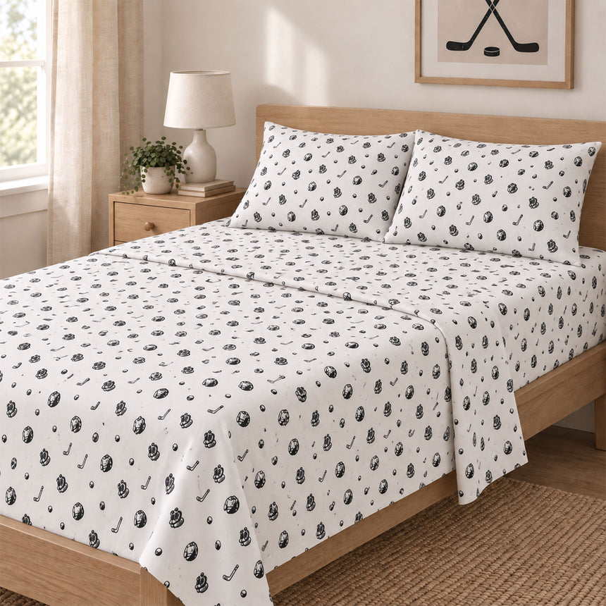 Ensemble Draps pour Lit Double - Hockey