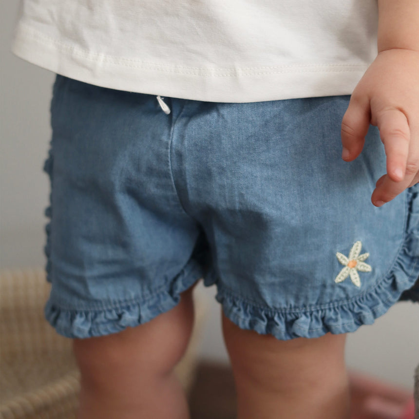Short Pique-Nique Chambray 3-24mois-Chat Botte-CHI-1261471C-DEN-CLÉMENT