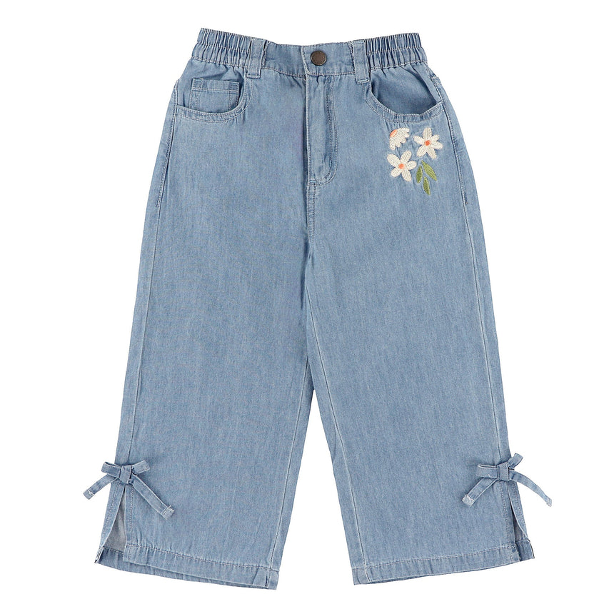 Pantalon Chambray Pique-Nique 2-8ans-Chat Botte-Denim-2-CHI-1262473C-CLÉMENT