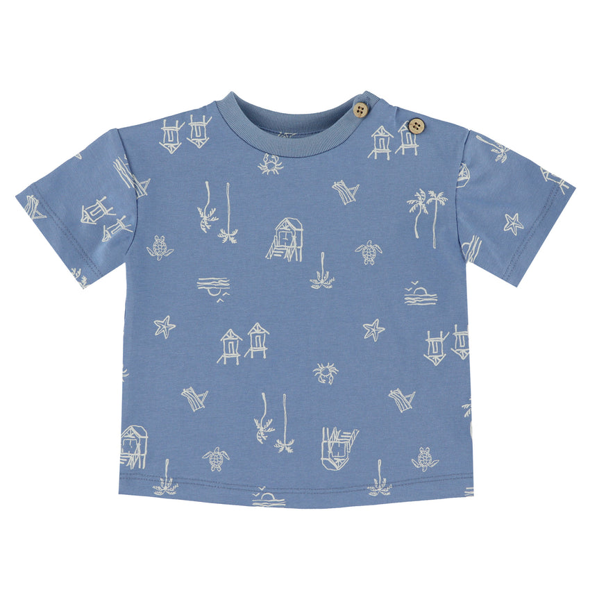 T-shirt Surf Plage 3-24mois-Chat Botte-Bleu-3 m-CHI-1264454C-BLE-CLÉMENT