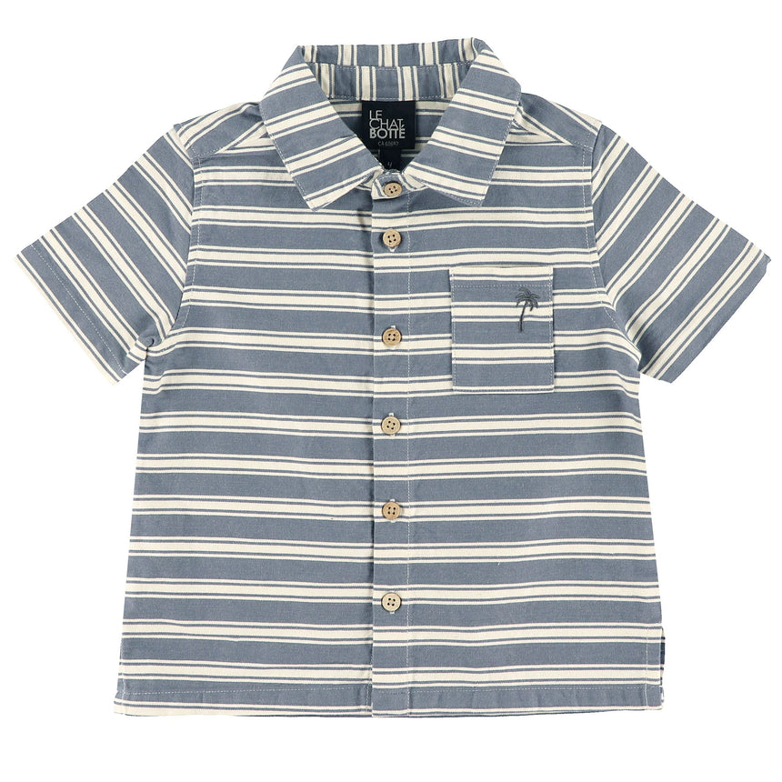 Chemise Surf Rayée 2-10ans-Chat Botte-Charcoal-2-CHI-1265455C-CHA-CLÉMENT