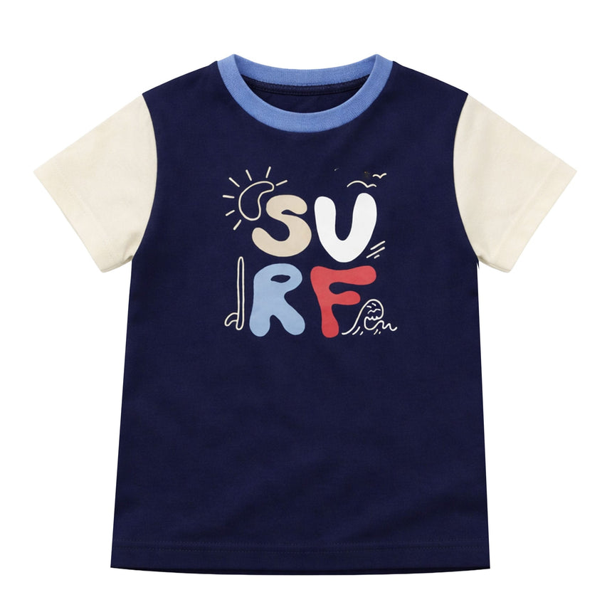 T-shirt Surf Colorblock 2-10ans-Chat Botte-Marine-2-CHI-1265460C-MAR-CLÉMENT
