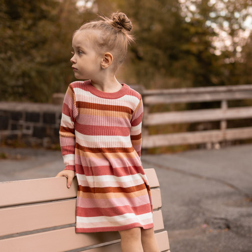 Robe Tricot Poésie Rayée 2-8ans