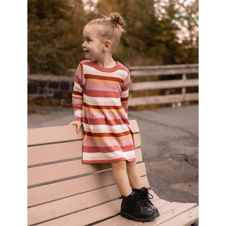 Robe Tricot Poésie Rayée 2-8ans