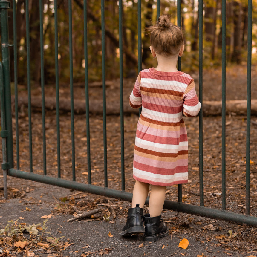 Robe Tricot Poésie Rayée 2-8ans