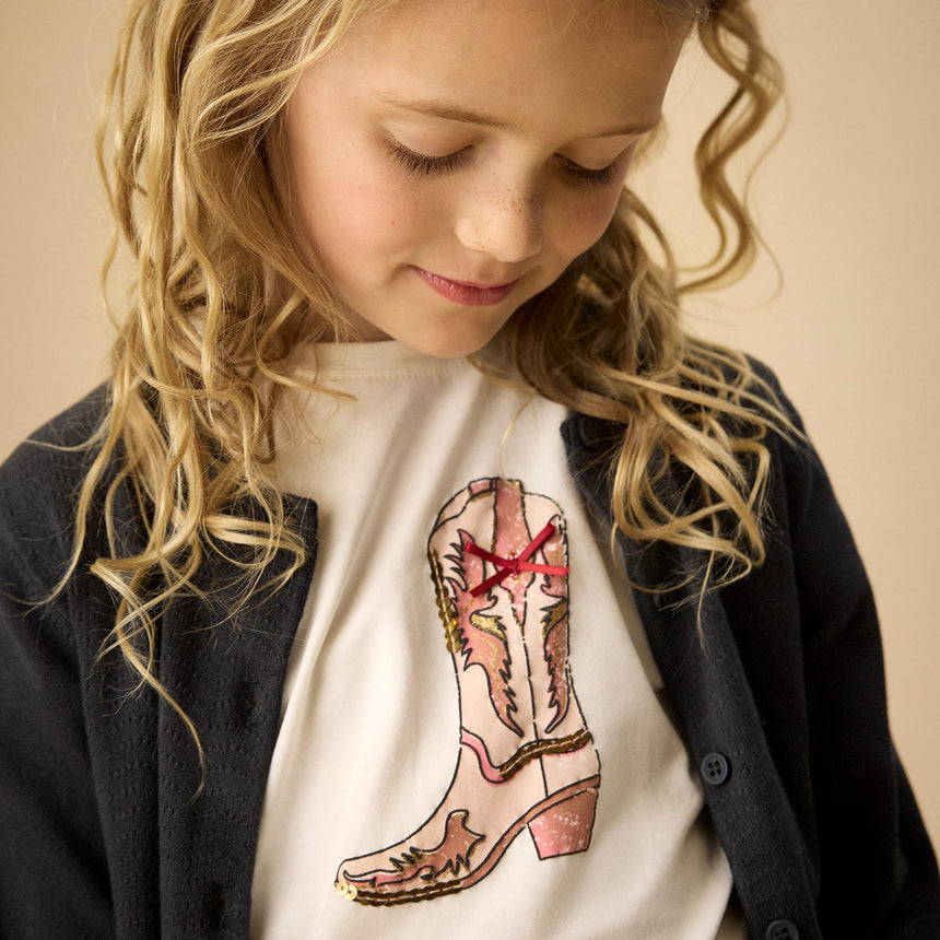 T-shirt Botte Cowgirl 4-14ans-Creamie-CRM-823128-1103-CLÉMENT