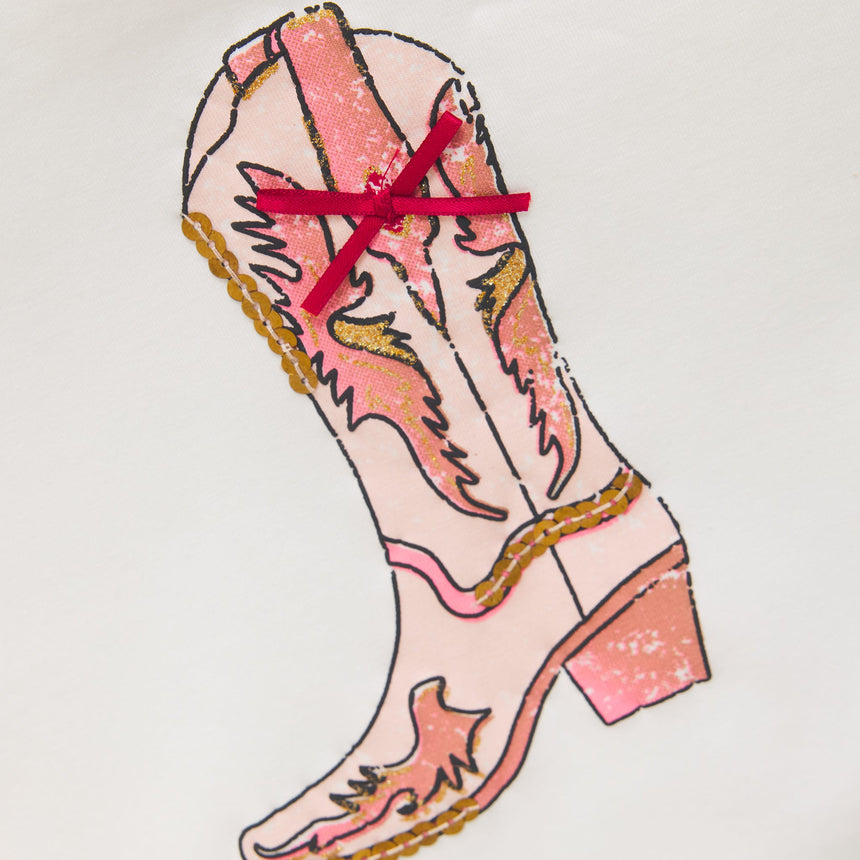 T-shirt Botte Cowgirl 4-14ans-Creamie-CRM-823128-1103-CLÉMENT