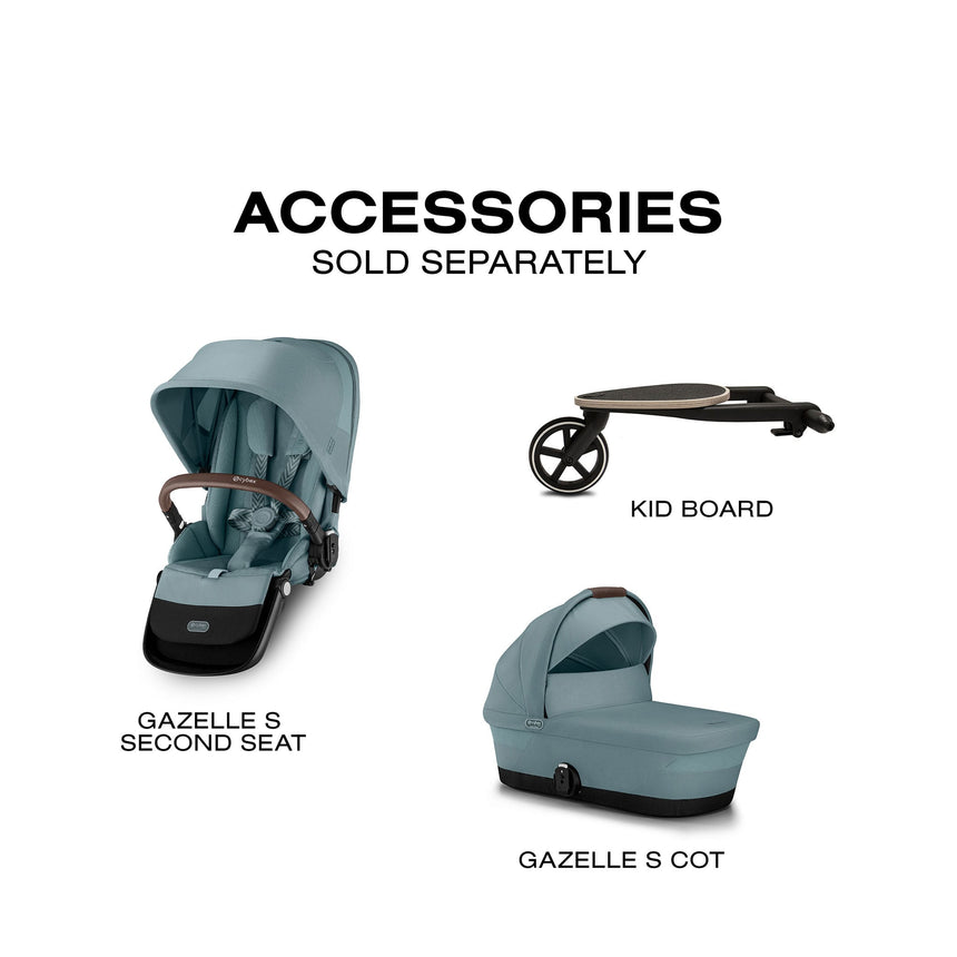 Poussette Gazelle S – Châssis couleur Taupe avec siège Stormy Bleu-Cybex-CYB-524001303-CLÉMENT