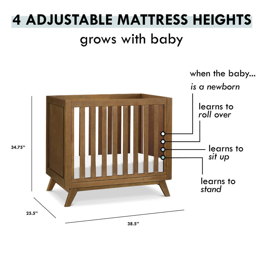 Mini Couchette Convertible Otto 3-en-1 (avec matelas de 4" inclus) - Noisette-DaVinci-DVI-M22598L-CLÉMENT
