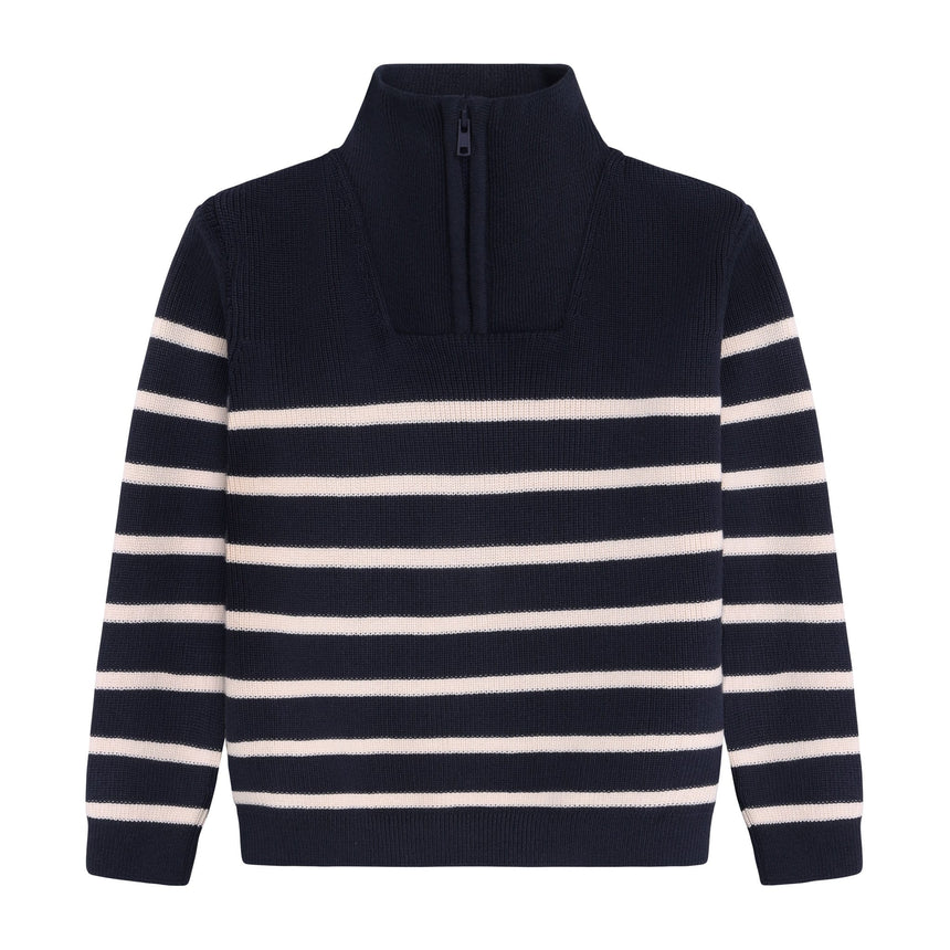 Pull Demi Zip Rayé 3-10ans-En Fant-Marine-3-ENF-230660-7021-CLÉMENT