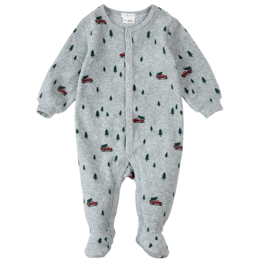 Pyjama Velour Sapins 0-12mois-Firsts par Petit Lem-Gris-0 m-FIT-25HGL41P05-CLÉMENT