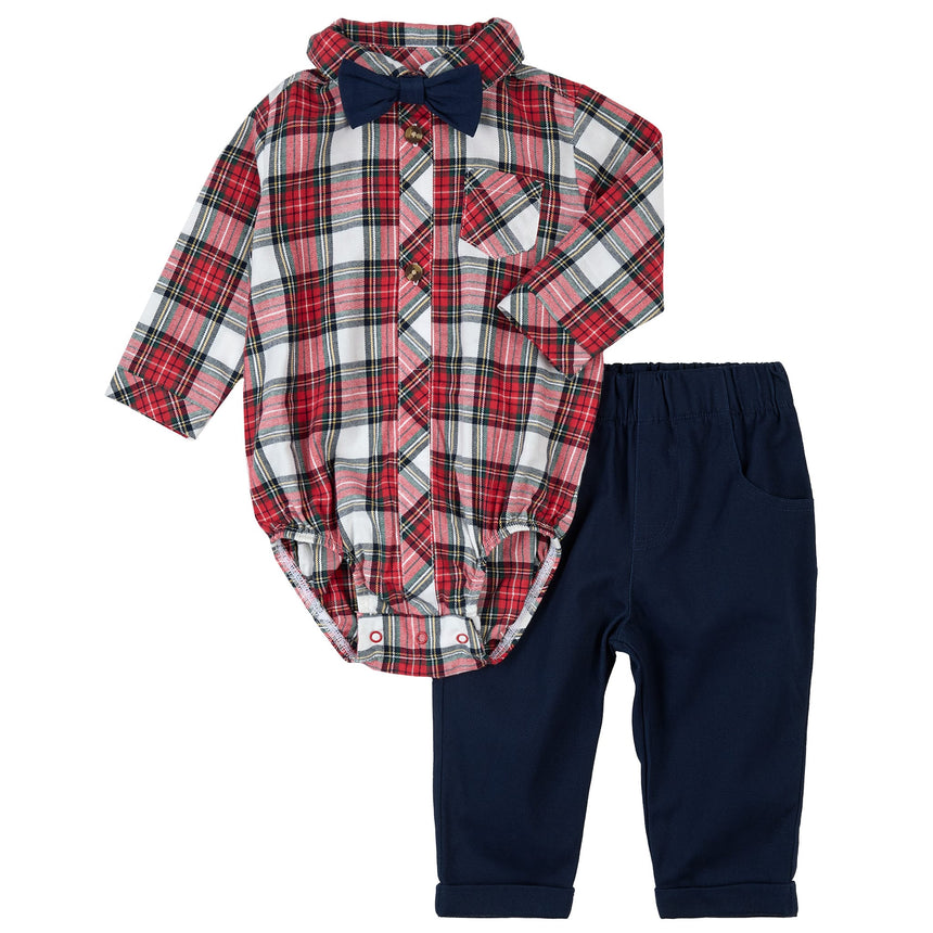 Ensemble Chemise Carreaux 3-24mois-Firsts par Petit Lem-Rouge-3 m-FIT-25HGW41E04-CLÉMENT