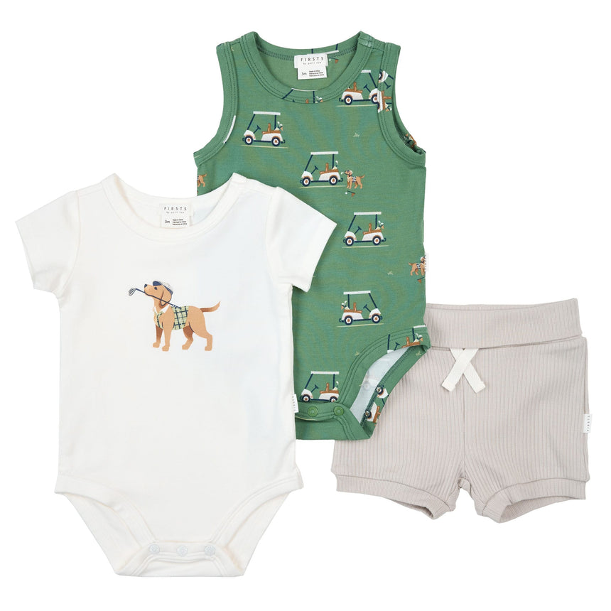 Ensemble Short Trois Pièces Golf 3-24mois-Firsts par Petit Lem-Ivoire-3 m-FIT-26SGW33E01-CLÉMENT