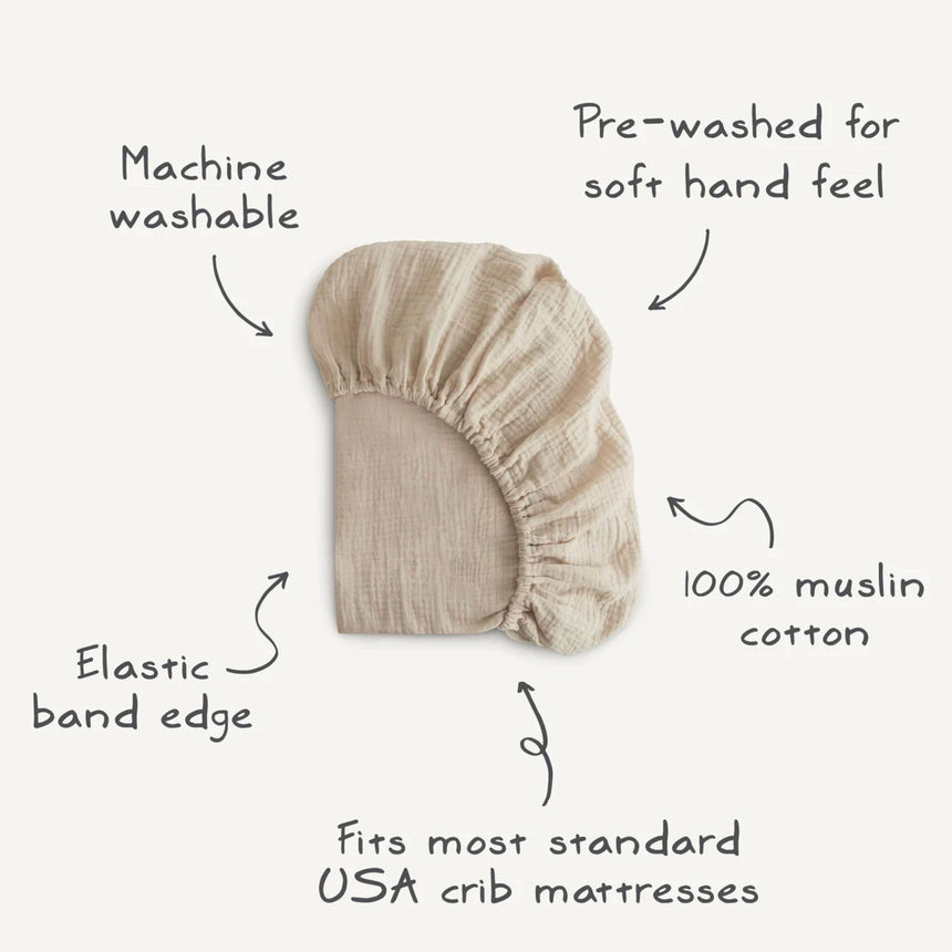 Drap Contour pour Lit de Bébé Mousseline - Fog-Mushie-HIE-MCS-304-CLÉMENT
