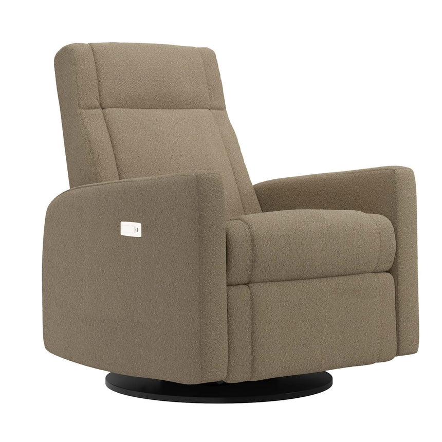 Grand Fauteuil Berçant et Pivotant Nelly avec Mécanisme Électrique - Tissu Anti-tache Tessa Mocha-Jaymar BB-JAM-525-MOCHA606-CLÉMENT