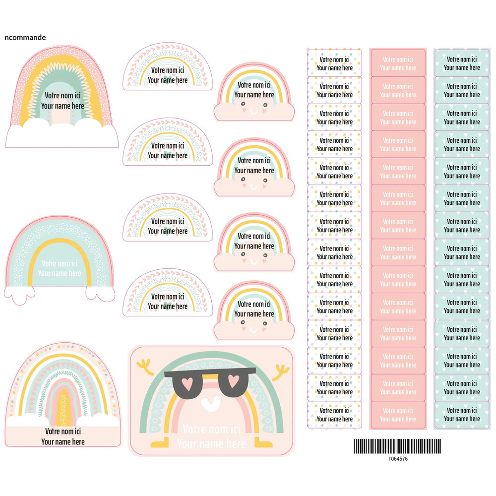 Essential Name Labels - Pink Rainbows