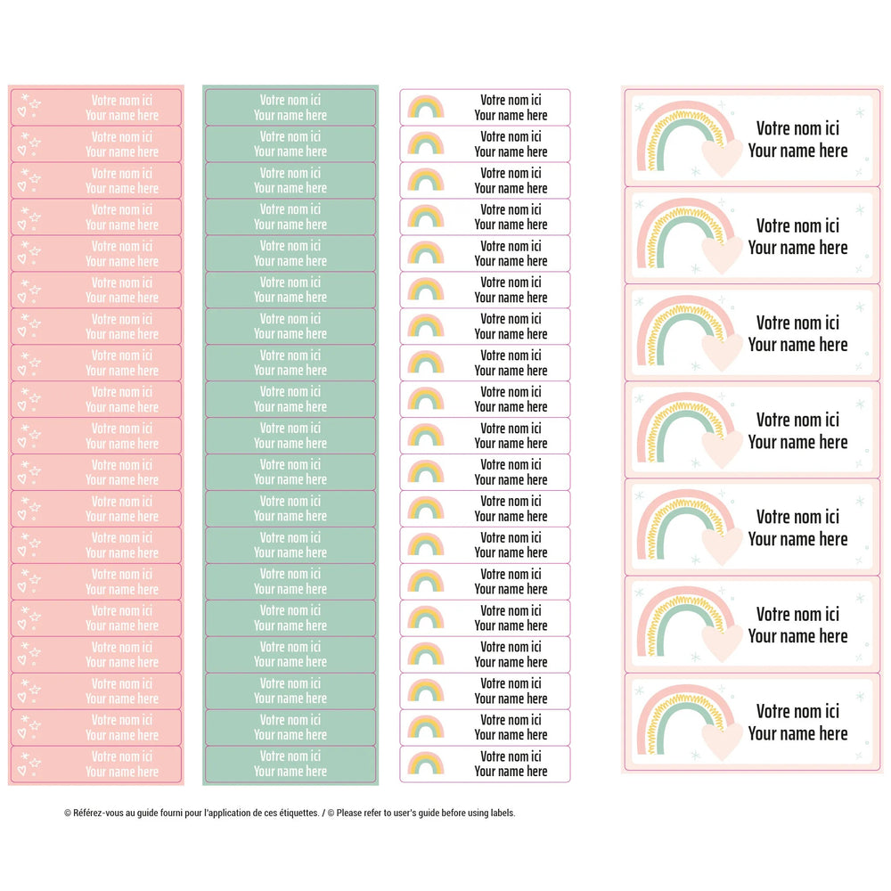 Essential Name Labels - Pink Rainbows
