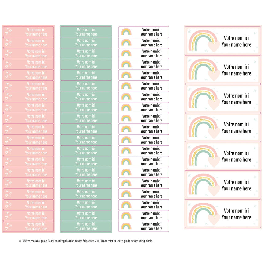 Essential Name Labels - Pink Rainbows
