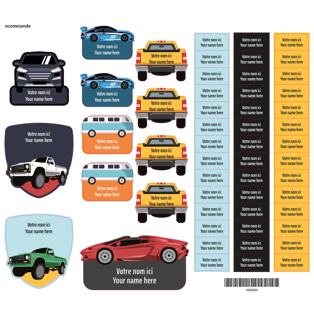 Essential Name Labels - Cars