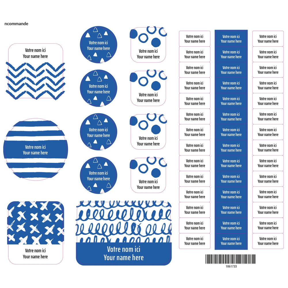 Essential Name Labels - Blue patterns