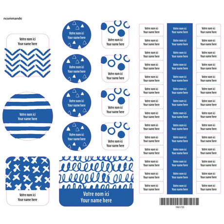 Étiquettes Essentiel - Motifs bleus