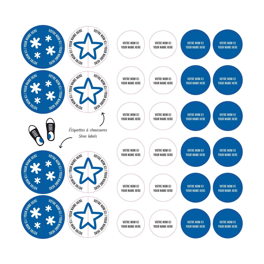 Essential Name Labels - Blue patterns