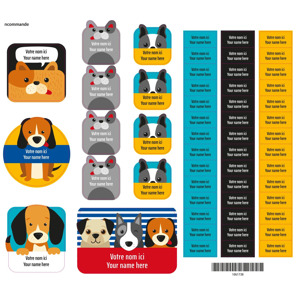 Essential Name Labels - Blue dogs