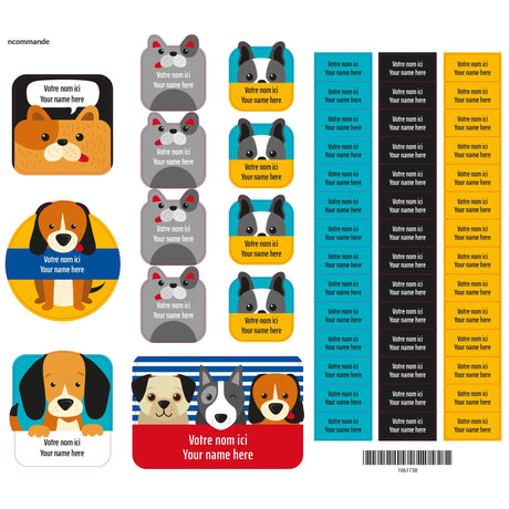 Étiquettes Essentiel - Chiens bleu