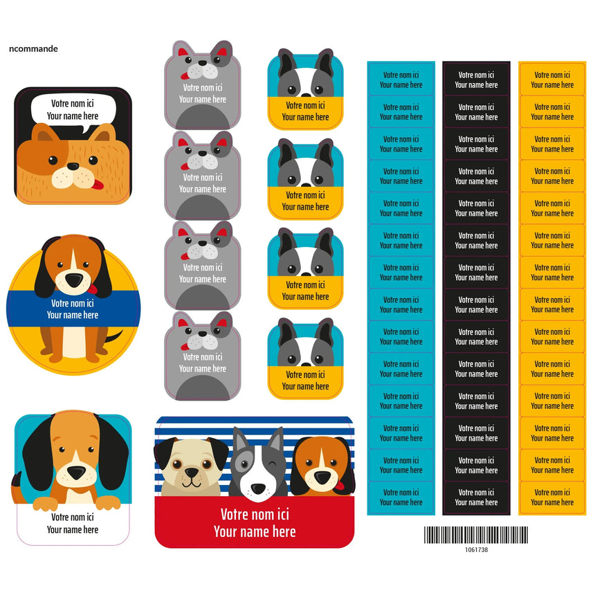 Essential Name Labels - Blue dogs