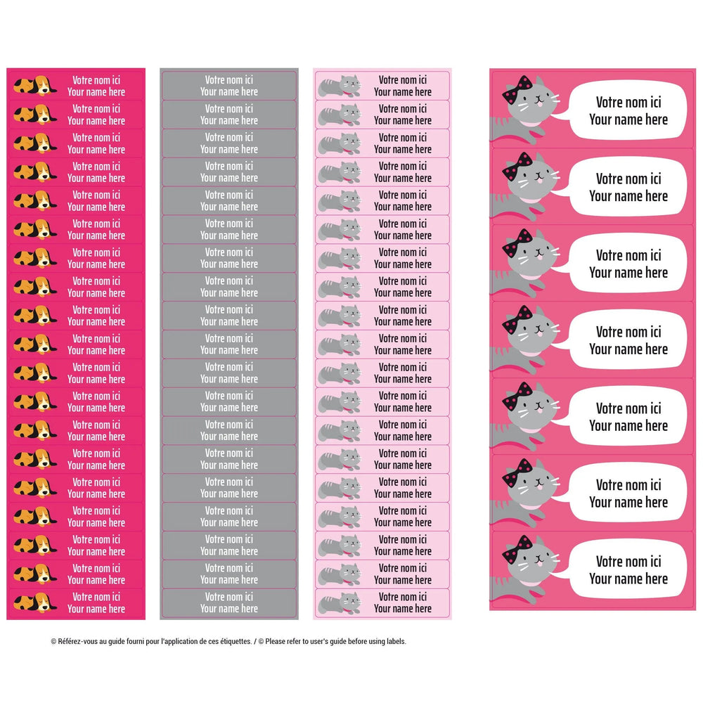 Essential Name Labels - Pink Dog