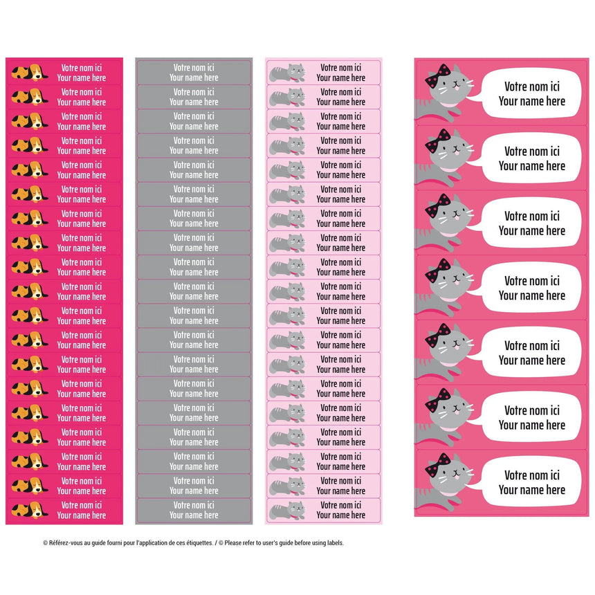 Essential Name Labels - Pink Dog