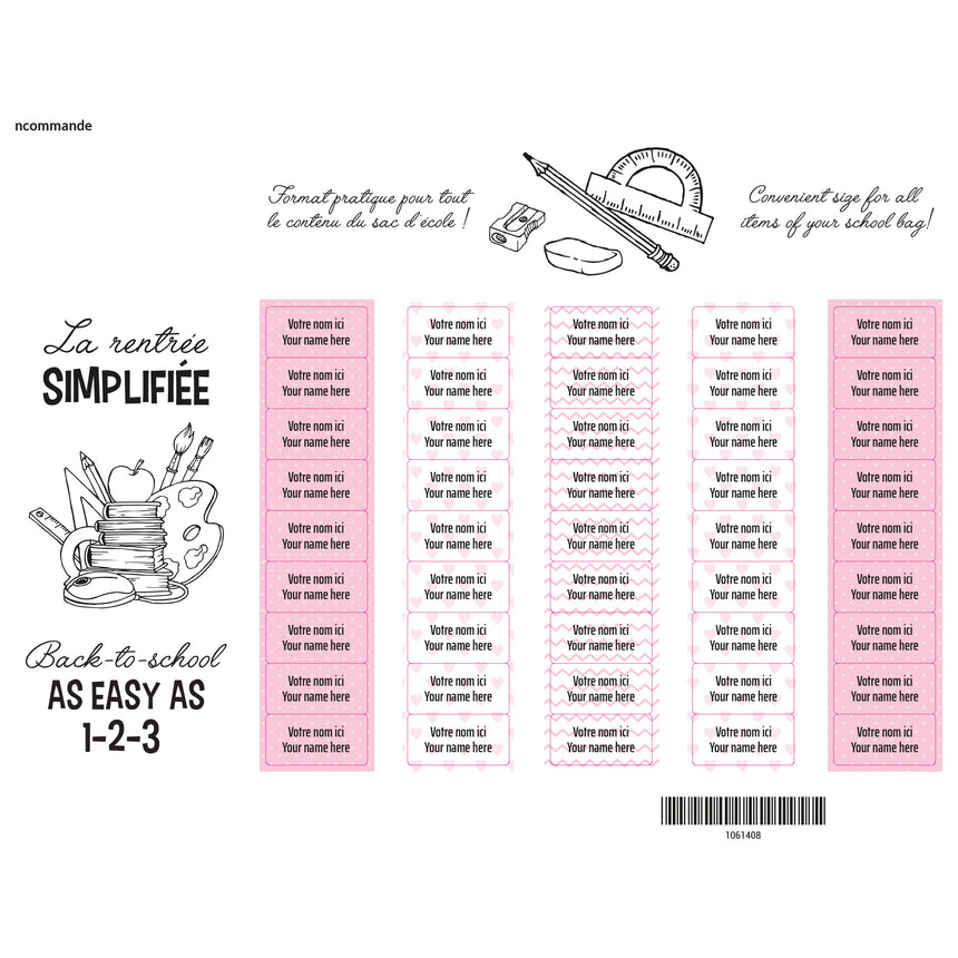 Essential Name Labels – School pink
