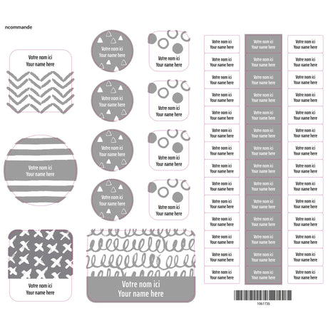 Étiquettes Essentiel - Motifs gris