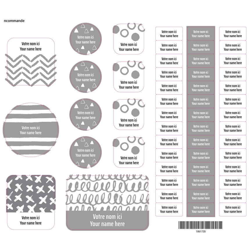 Essential Name Labels - Grey patterns