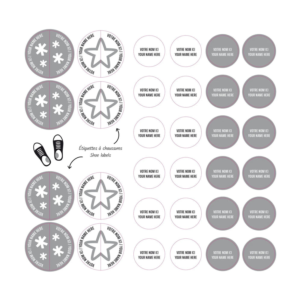 Essential Name Labels - Grey patterns