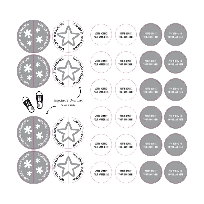 Essential Name Labels - Grey patterns