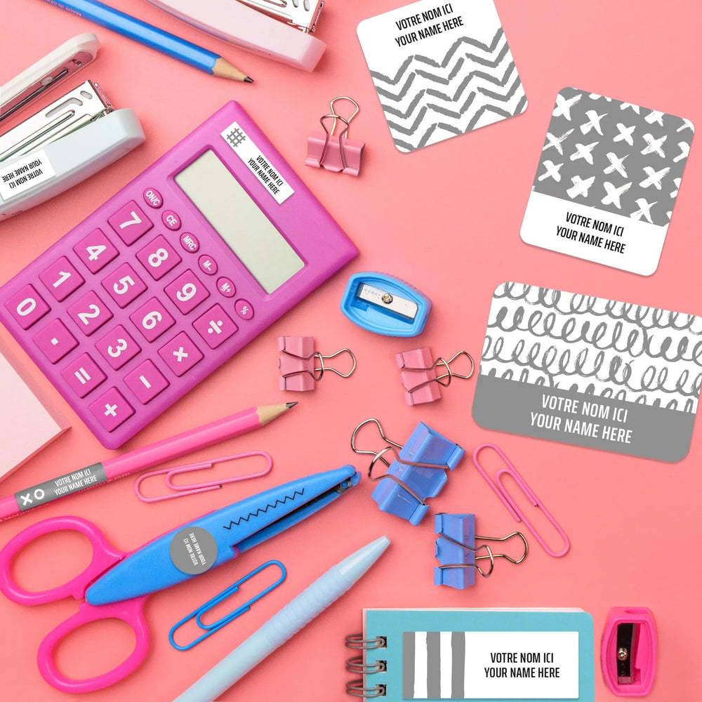 Essential Name Labels - Grey patterns
