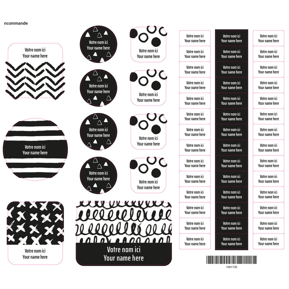 Essential Name Labels - Black patterns