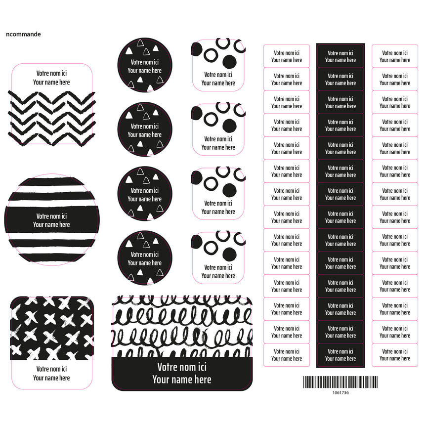 Essential Name Labels - Black patterns