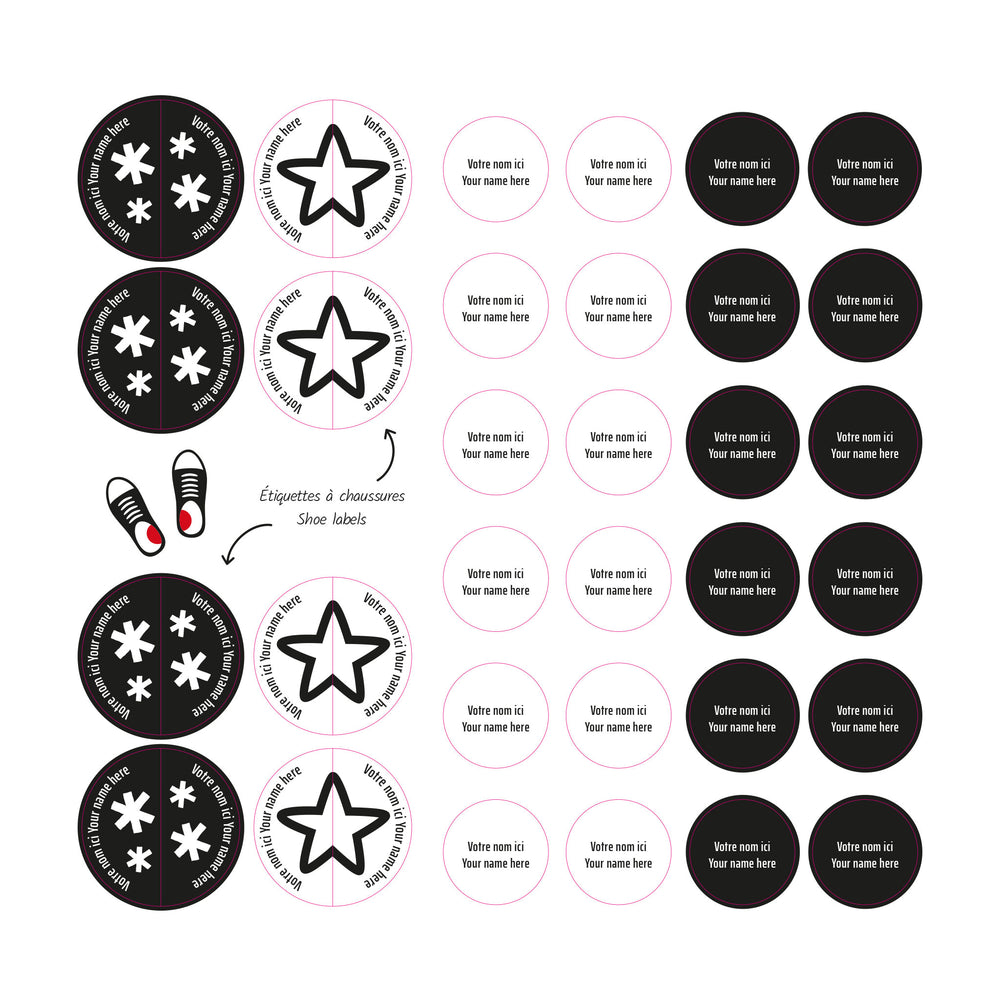 Essential Name Labels - Black patterns