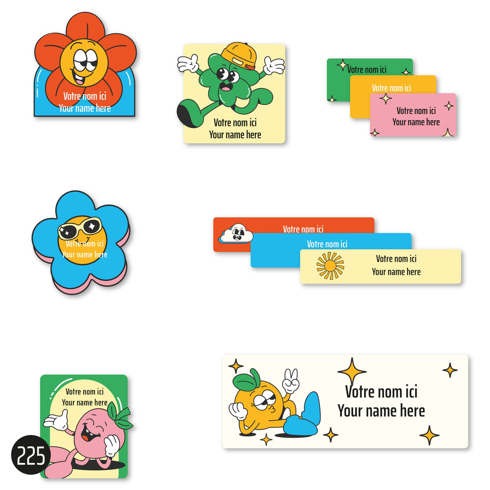 School Name Labels - Retro