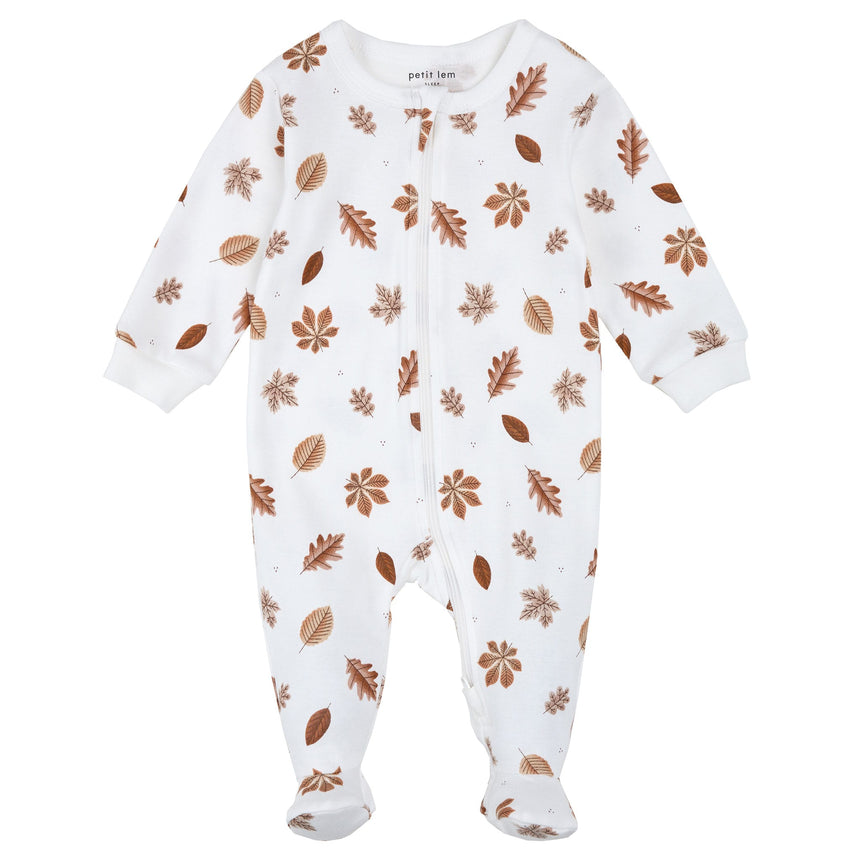 Pyjama Feuilles 0-24mois-Petit Lem-Ivoire-0 m-LEM-26FRS12P49B-CLÉMENT