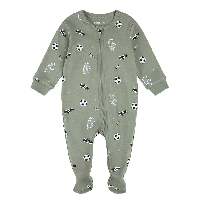 Pyjama Soccer 0-24mois-Petit Lem-Olive-Nouveau-né-LEM-26SRS17P03B-CLÉMENT