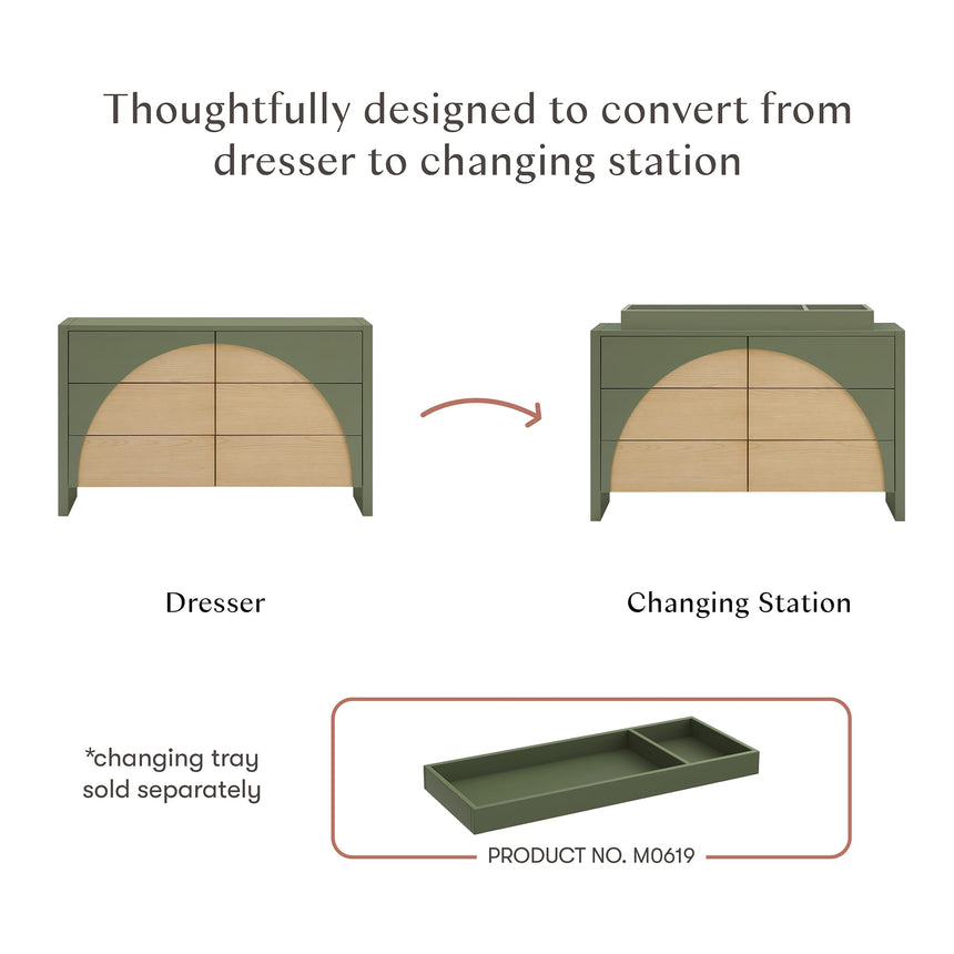 Bureau 6 Tiroirs Moab - Olive/Cendre (Assemblée)-Babyletto-LET-M30216OLSH-CLÉMENT