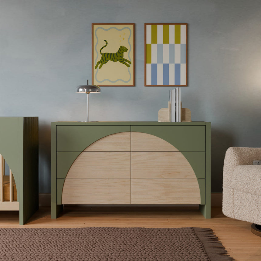 Bureau 6 Tiroirs Moab - Olive/Cendre (Assemblée)-Babyletto-LET-M30216OLSH-CLÉMENT