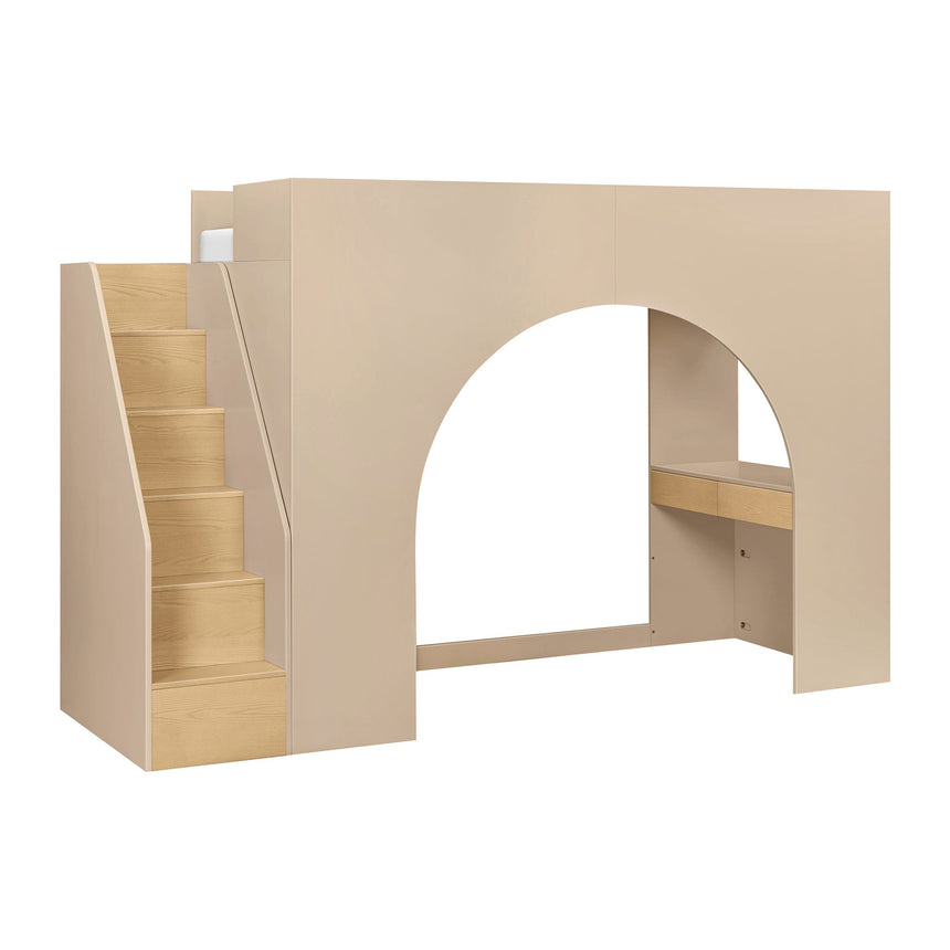 Lit Mezzanine avec Escalier Moab - Taupe / Cendre-Babyletto-LET-M32971TPESH-CLÉMENT